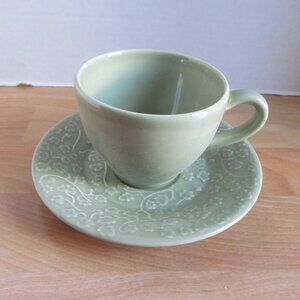 Set of Lierre Replacement Tea cup and saucer World Market Sage Green